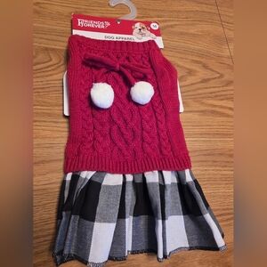 Chic Red and Black Plaid Dog Sweater Dress